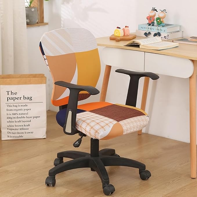 Jinzio Computer Office Chair Cover - Split Protective & Stretchable Cloth Polyester Universal Desk Task Chair Chair Covers Stretch Rotating Chair Slipcover (Orange2)