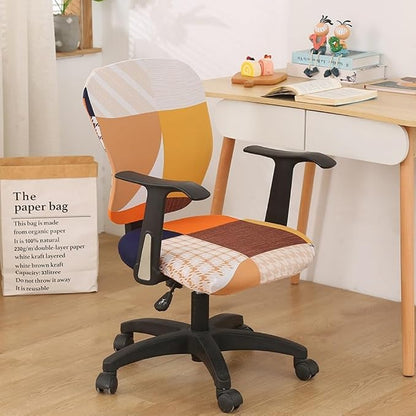 Jinzio Computer Office Chair Cover - Split Protective & Stretchable Cloth Polyester Universal Desk Task Chair Chair Covers Stretch Rotating Chair Slipcover (Orange2)