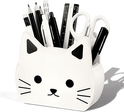 Tenceur Cat Pen Holder Cute Cat Large Capacity Pencil Holder Funny Office Decor Pencil Cup Pot Desk Organizer for Office Makeup Brush Holders Back to School Funny Gift for Coworkers Women