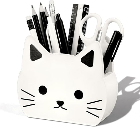 Tenceur Cat Pen Holder Cute Cat Large Capacity Pencil Holder Funny Office Decor Pencil Cup Pot Desk Organizer for Office Makeup Brush Holders Back to School Funny Gift for Coworkers Women