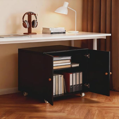 23.62" H Printer Stand with Storage Cabinet,Rolling Printer Cart with Wheels, Mobile Printer Stand, Adjustable Printer Table Organizer for Office and Home, Black