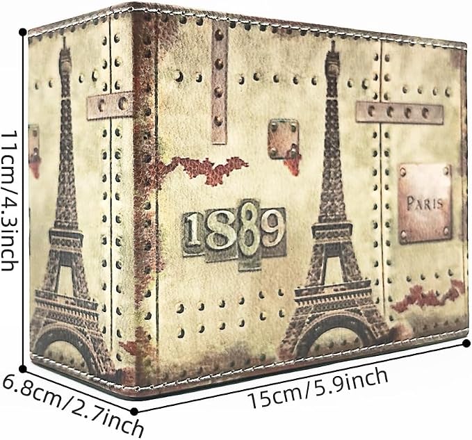 Pen Holder, Rectangle Vintage Pencil Holder with 2 Compartments, PU Leather Art Remote Control Holder Organizer Storage for Desk Accessory (1889 Tower)