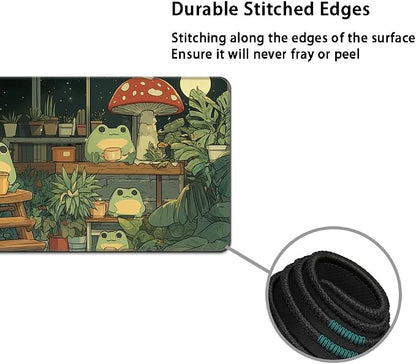 Desk Mat, Large Gaming Mouse Pad with Wrist Rest, 4 in1 XXL Mouse pad+Keyboard Wrist Rest+Mouse Pad Wrist Support+Cup Coaster Set, Ergonomic Desk Pad for Home Office,Cute Frog
