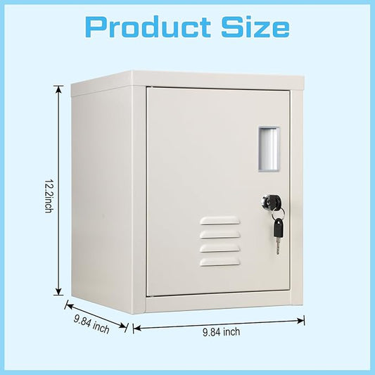 Suzile Lockable Storage Cabinet Metal Lockable Steel Storage Cabinet Organizer Lockers for Employees Vertical Metal Cabinets End Side Table Steel Bedside with Shelf(White)