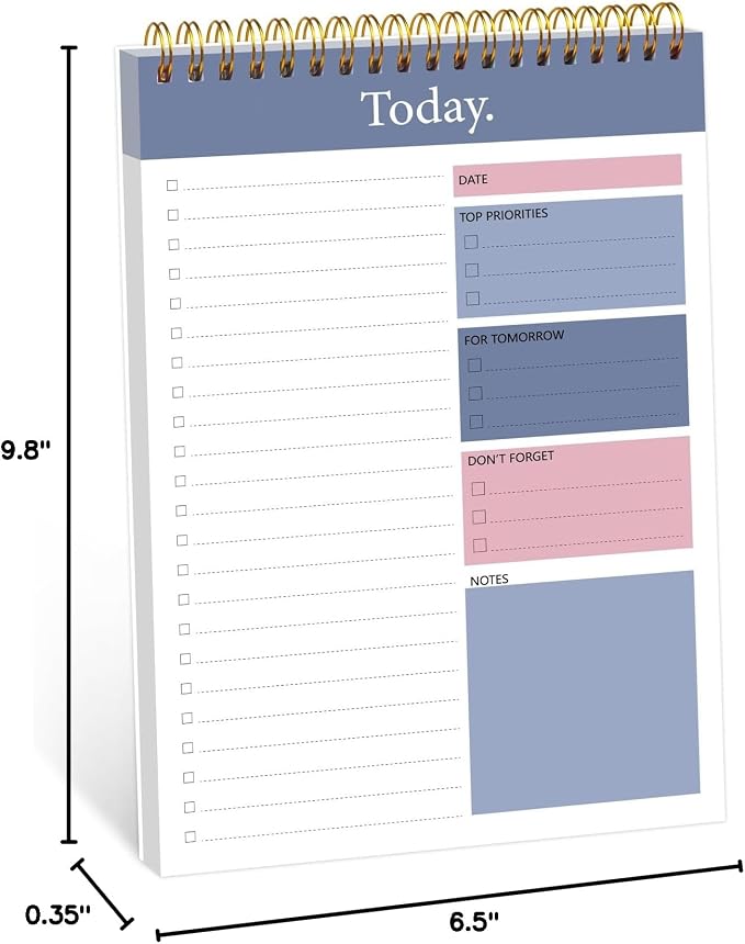 GOLDPEI To Do List Notepad - Daily Planner Notepad Undated 52 Sheets Tear Off, 6.5" x 9.8" Checklist Productivity Organizer with Hourly Schedule for Tasks