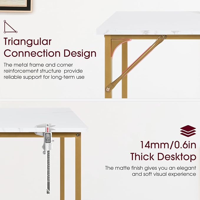 BestOffice Computer Desk,Home Office Desk, Modern Simple Style for Home Office Study Writing (Gold, 32 Inch)