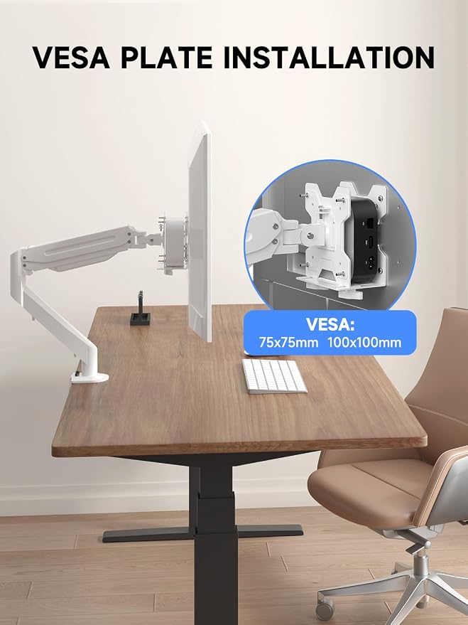 suptek Thin Client Mount Bracket Adjustable Mini PC Mount Bracket,CPU VESA Under Desk and Monitor Arm Computer Holder, Black, ZJJ002W
