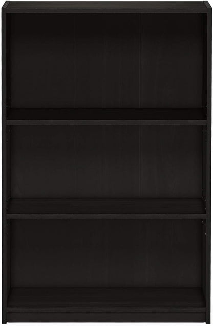 Furinno JAYA Book Shelf, 3-Tier Bookshelf, Bookcase with Adjustable Shelves, 9.5 x 24.5 x 40.3, for Organization and Storage, for Living Room, Bedroom, Home Office, Espresso