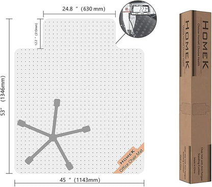 Office Chair Mat for Carpet, 53" x 45" Studded Desk Chair Mat for Low Pile Carpeted Floors, Transparent Carpet Protector Mat for Office Chairs