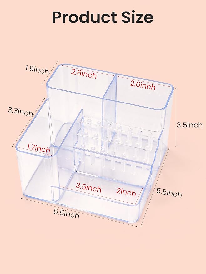 LIARTY Nail Drill Holder Tech - Acrylic Nail Drill Machine Organizer Tools | Professional Small Mini Portable 21 Holes Bits Organizer Storage Box