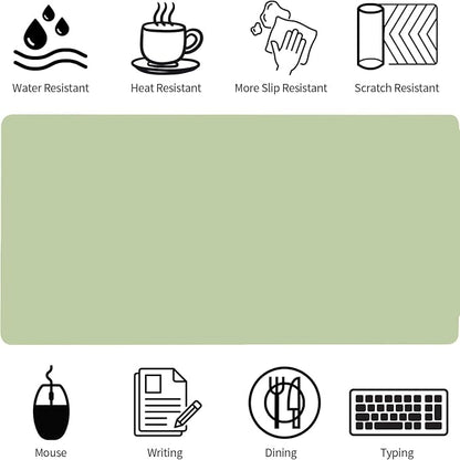 Bloss Green Desk Mat, Mouse Pad, Waterproof Leather Desk Pad, Desk Matt for Desktop, Non-Slip Desk Pad Mat for Office Work/Home (27.6 x 13.8 Inches)