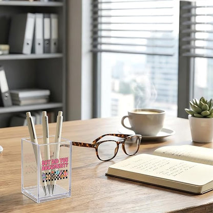 But Did You Document Acrylic Organizer Pencil Pen Holder, Funny Nurse Desk Organizer, Cute Checkerboard Pen Cup for Nurse Nursing Student Medical Worker RN LPN, Nurse Appreciation Week Gifts