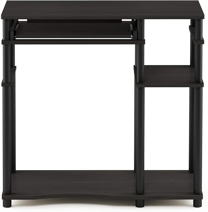 Furinno Abbott Desk, 31.5 Inch Black Computer Desk with Keyboard Tray, Easy Assembly Gaming Desk with Storage Shelf, Office Desk for Home Office, Bedroom, Black Espresso