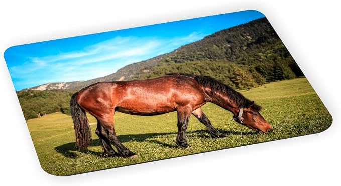 Beautiful Brown Horse Grazing - Ultra Thin Non-Slip Mouse Pad Mousepad for use with Laptops, Macbooks, Travel