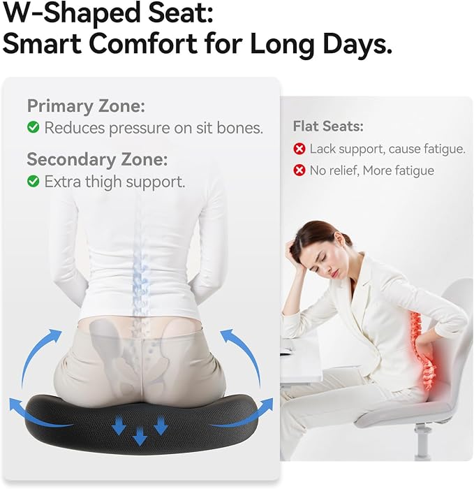 SIHOO B100 SE Office Chair, Desk Chair with Adaptive Lumbar Support & 2D Flip-up Armrests, 135° tilt Soft Memory Foam Erogonomic Chair for Home Office,Hold 300 LBS-White