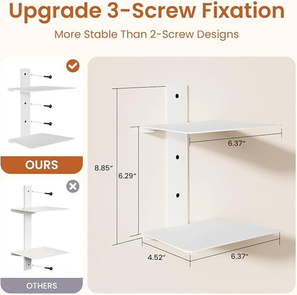 Wawocs Invisible Bookshelves for Wall, 8 Tier Floating Bookshelf Made of Heavy Duty Metal, Vertical Spine Book Tower Hanging Wall Bookshelf, Floating Book Shelves for Wall, 4 Pack White