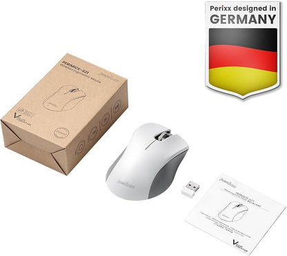 Perixx PERIMICE-621M Wireless Mouse - Silent Click with Ergo Design - Compatible for Desktop and Laptop PC - Wireless 2.4 GHz - Beige