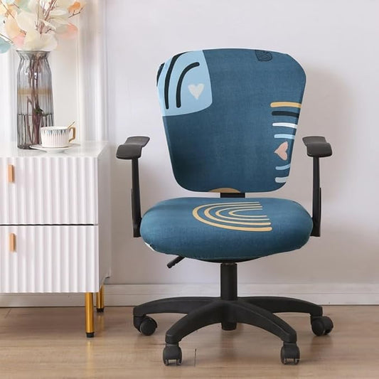 Jinzio Computer Office Chair Cover - Split Protective & Stretchable Cloth Polyester Universal Desk Task Chair Chair Covers Stretch Rotating Chair Slipcover (Indigo2)