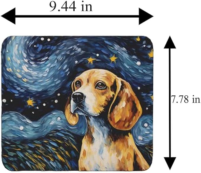 Tubbie Prints Starry Night Beagle Dog Mouse Pad for Computer Laptop Home Office Gaming Working Desk Desktop Accessories Non-Slip Rubber Mouse Pad for Dog Lovers (Beagle)