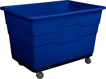 ReadySpace Commercial 20 Bushel Utility Cart with Steel Base, Poly Box Basket Truck, Laundry Cart, and Rolling Trash Bin, 51.5-Inch x 35.5-Inch x 36-Inch, 1000 Pound Weight Capacity, Blue