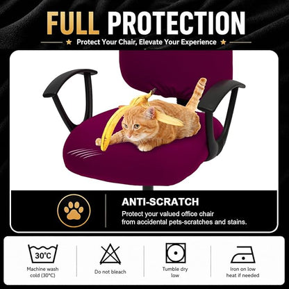 DIVA EN CAMINO DEC Stretchable Desk Office Chair Seat Covers - Universal Stretch Computer Chair Slipcover - Washable Rotating Backrest Coverings & Cushion Protectors for Dogs, Cats, Pets、