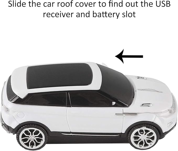 CHUYI Cool SUV Car Shaped Wireless Mouse 1600 DPI Optical Cordless Mice with USB Receiver for Office School Travel for PC Computer Laptop Gift (White-1 Pack)