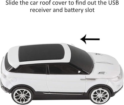 CHUYI Cool SUV Car Shaped Wireless Mouse 1600 DPI Optical Cordless Mice with USB Receiver for Office School Travel for PC Computer Laptop Gift (White-1 Pack)