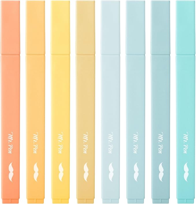 Mr. Pen- Aesthetic Highlighters No Bleed, 8 Pack, Pastel Colors, Chisel Tip | Cute Highlighters Assorted Colors for Journaling, Highlighting, Underlining, Fast Dry, Back to School Supplies