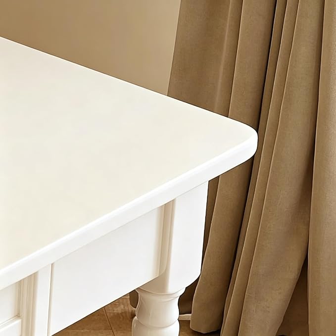 Solid Wooden Desk with Drawers, Small Writing Desk with Drawers for Computer, PC Desk for Work, Study or Gaming, Easy to Assemble (Ivory White, 39in)