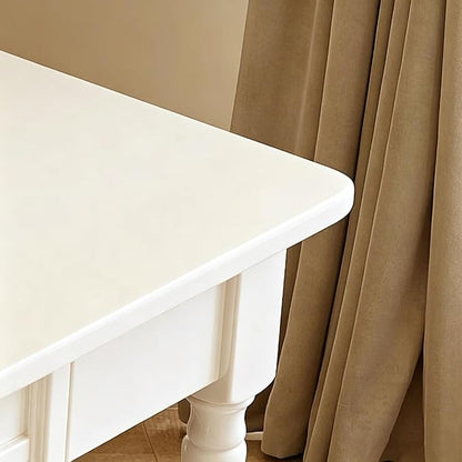 Solid Wooden Desk with Drawers, Small Writing Desk with Drawers for Computer, PC Desk for Work, Study or Gaming, Easy to Assemble (Ivory White, 39in)