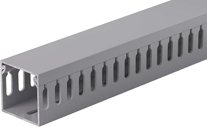 ZhiYo H1.4in W1.4in Professional Server Rack Cable Management Raceway, 132in (8 x L16.5in) Cable Raceway Kit, Electrically Safe PVC Open Slot Wire Raceway for Under Desk/Computer/Network Cords, Grey