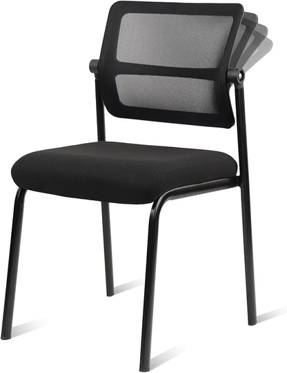CLATINA Mesh Stacking Office Desk Chairs, Portable Stackable Bulk Waiting Room Armless Chair with Adjustable Back & Fabric Seat for Guest Lobby Side School Church Conference Break, Black