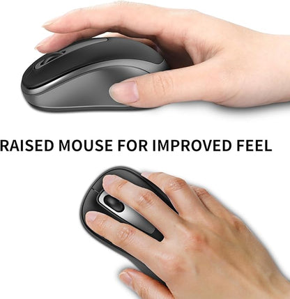 ACOZYKITTEN Wireless Mouse for Portable Computer, 2.4G Noiseless Mouse with USB Receiver, Ergonomics Cordless Optical Silent Mice for Windows PC, Tablet, Laptop, Mac- Gray & Black
