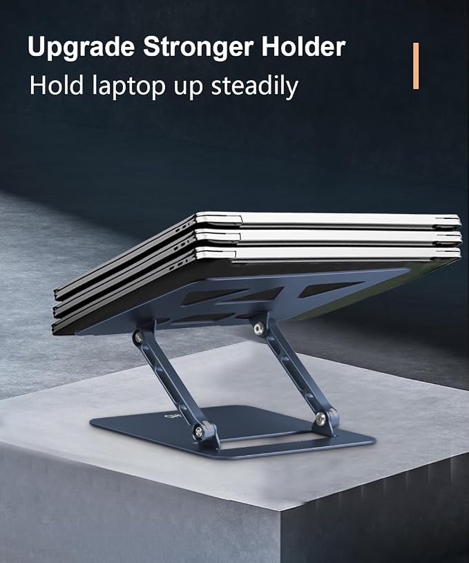 Aoviho Adjustable Laptop Stand for Desk,Portable Laptop Stand Holder and Riser,Foldable Aluminum Notebook Computer Stands for MacBook Air Pro HP Lenovo Dell Samsung Chromebook, 10-15.6 inch,Navy Blue