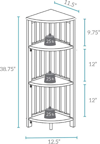 Casual Home 4-Shelves Corner Folding Bookcase, White