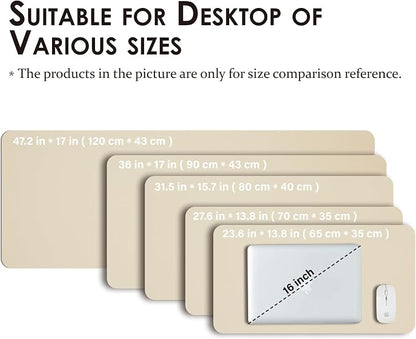 Leather Desk Mat - Small Non-Slip PU Desk Pad for Office and Home - Desk Organization and Accessories - Ideal for Large Mouse Pad and Small Desk Mats on Top of Desks (Beige,23.6"x 13.8")