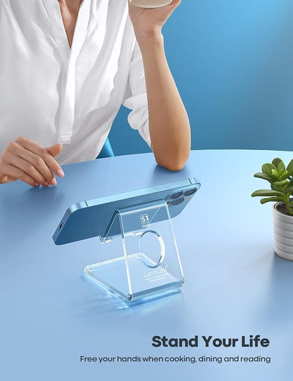 Lamicall Cell Phone Stand, Desk Accessories - Clear Office Cell Phone Holder, Acrylic Phone Stand, Desktop, Acrylic Office Supplies Desk Decor Accessories, Suitable for iPhone, 4-8'' Phone, Gifts