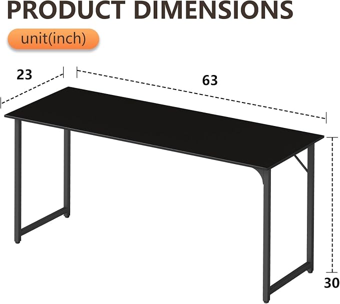 BestOffice Computer Desk,Home Office Desk, Modern Simple Style for Home Office Study Writing (Black, 63 Inch)