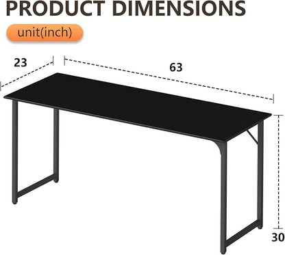 BestOffice Computer Desk,Home Office Desk, Modern Simple Style for Home Office Study Writing (Black, 63 Inch)