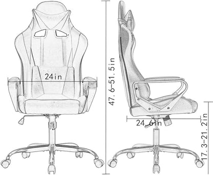 Gaming Chair Office Chair Desk Chair Ergonomic Executive Swivel Rolling Computer Chair with Lumbar Support, Pink