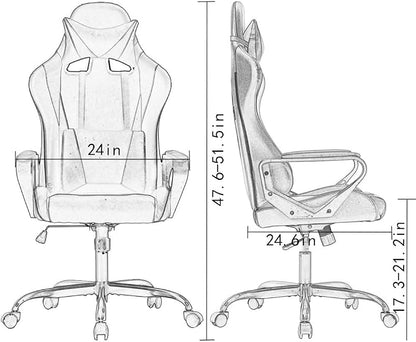 BestOffice PC Gaming Chair Ergonomic Office Chair Cheap Desk Chair Executive Task Computer Chair Back Support Modern Executive Adjustable Arms Rolling Swivel Chair for Women, Men