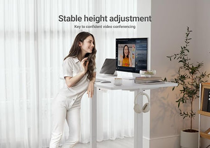 YDN Electric Standing Desk Adjustable Height, 32 x 19 Inches Stand up Desk with Cable Management, Home Office Desks with Splice Board & White Frame, White Top
