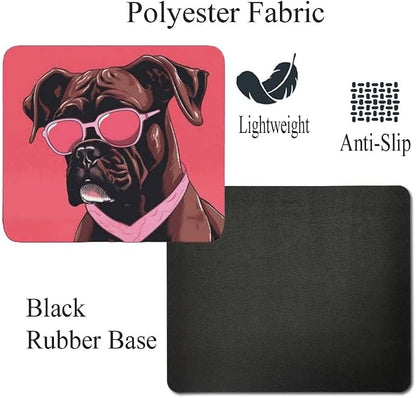 Pink Mousepad Glamour Dog Boxer Mouse Pad for Home Office Gaming Working Desk Computer Desktop Accessories Non-Slip Rubber Mousepad for Dog Lovers