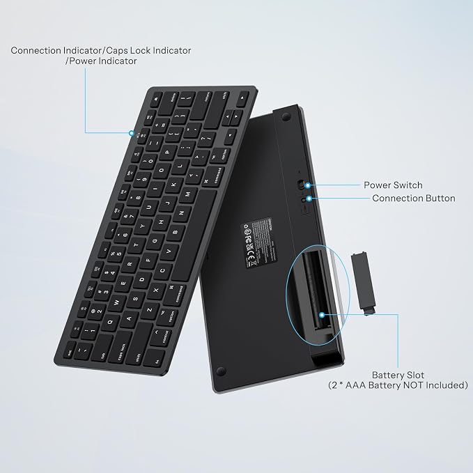 OMOTON Bluetooth Keyboard Compatible with Mac, Compact Wireless Keyboard Compatible with MacBook Pro/Air, iMac, Mac mini/Pro Laptop and PC, Dark Black