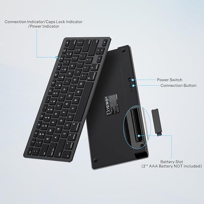 OMOTON Bluetooth Keyboard Compatible with Mac, Compact Wireless Keyboard Compatible with MacBook Pro/Air, iMac, Mac mini/Pro Laptop and PC, Dark Black