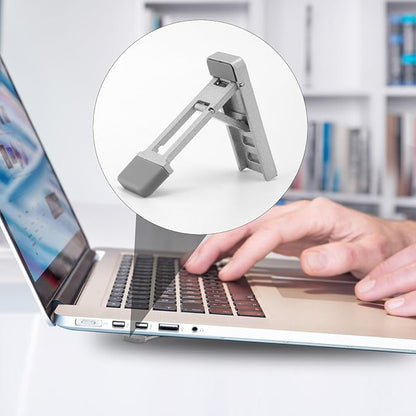 Gosknor 2pcs Foldable Keyboard Riser Stand for Desk, Adjustable Tilt & Portable Mini Laptop Feet Ergonomic Computer Keyboard Lift with Anti-Slip Pads Office Accessories (Silver)