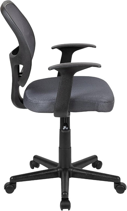 Flash Furniture Flash Fundamentals Mid-Back Gray Mesh Swivel Ergonomic Task Office Chair with Arms