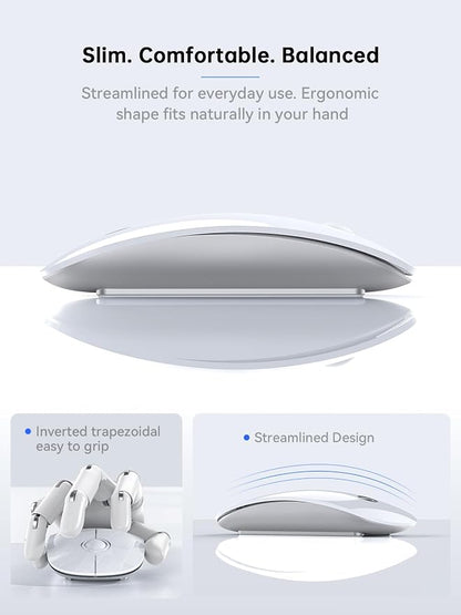 RAPIQUE R306C USB C Wireless Mouse for MacBook, Type-C 2.4GHz Portable Computer Mouse with USB-C Receiver, Silent Click, Slim Cordless Mouse, 3-Speed DPI, for iPad, Chromebook, Laptop, MacOS - White