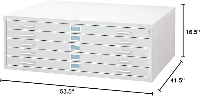 Safco Products Flat File for 48" W x 36" D Documents, 5-Drawer (Additional Options Sold Separately), White