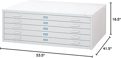 Safco Products Flat File for 48" W x 36" D Documents, 5-Drawer (Additional Options Sold Separately), White